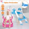 Kids Toilet Seat Toddler Potty Training Chair w/ Steps Stool Baby Toilet Ladder Anti-slip Safety