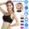 Women Cross Back Sport Bras Padded Strappy Crop Open Back Low Impact Bras Sexy Fitness Tank Tops with Removable Pads Thin Straps for Gym Yoga Workout