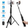 Selfie Sticker Tripod Wireless Desktop Phone Tripod Stand Holder Telescopic Selfie Stick with Remote Shutter 60in Extendable Fit for 6.1-6.8” iPhone 1