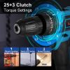 Cordless Drill Set With 2Pcs 28V Batteries and Charger 2 Variable Speeds 3/8In Keyless Chuck 265ln-lbs 25+3 Torque Positions Included 24Pcs Drill Bits