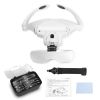 Headband Magnifier LED Illuminated Head Magnifying Glasses Bracket Hands Free Loup with 5 Detachable Lenses