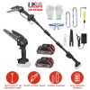 2-in-1 Cordless Pole Saw & Mini Chainsaw Electric Mini Chainsaw Length Adjustable Cordless Chain Saw with 2Pcs 1500mAh Batteries 4in/6in Chains for Tr
