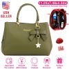 Women’s Soft Leather Handbag Tote Shoulder Crossbody Bag 7 Cells Zipper Purse Handle Bag Phone Cosmetic Bags with 47.64in Straps