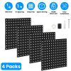 4 Packs Metal Pegboards Black Peg Boards Wall Organizer Panel Board Storage Hanger Tool with 1” Spacing 1/4” Hole for Office Garage Basement Craft Roo