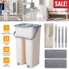 Flat Floor Mop Bucket Set Self Cleaning Wet Dry Usage with 2Pcs Reusable Microfiber Mop Pads
