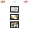 4x6IN Wall Hanging Picture Collage Frame 3-Opening Wall Decor Without Mat Rustic Style Wood Photo Frame Display