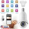 E27 WiFi Bulb Camera 1080P FHD WiFi IP Pan Tilt Security Surveillance Camera with Two-Way Audio Night Vision Flood Light Motion Tracking Siren Functio