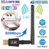 USB WiFi Adapter AC600Mbps 5G/2.4G Dual Band 802.11ac Wireless Network Adapter w/ 2dBi External Antennas For PC Desktop Laptop
