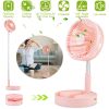 Portable Folding Desk Table Fan Quiet USB Rechargeable Telescopic Standing Floor Fan w/ 4 Speeds Adjustable Height 180° Tilting Angle For Office Home