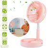 Portable Folding Desk Table Fan Quiet USB Rechargeable Telescopic Standing Floor Fan w/ 4 Speeds Adjustable Height 180° Tilting Angle For Office Home