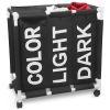 3-Bag Laundry Hamper Cart Waterproof 600D Oxford Cloth 3-Selection Laundry Basket with 4 Wheels Rolling Laundry Sorter For Bathroom Bedroom Laundry Ro