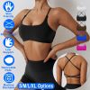 Women Cross Back Sport Bras Padded Strappy Crop Open Back Low Impact Bras Sexy Fitness Tank Tops with Removable Pads Thin Straps for Gym Yoga Workout