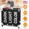 3-Bag Laundry Hamper Cart Waterproof 600D Oxford Cloth 3-Selection Laundry Basket with 4 Wheels Rolling Laundry Sorter For Bathroom Bedroom Laundry Ro