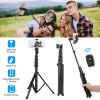 Selfie Sticker Tripod Wireless Desktop Phone Tripod Stand Holder Telescopic Selfie Stick with Remote Shutter 60in Extendable Fit for 6.1-6.8” iPhone 1