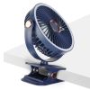 Portable Quiet Clip On Fan With 5 Speeds 3 Brightness 720° Fully Adjustable Angle Type-C Rechargeable Clip Desk Wall Mounted Fan For Camping Office Ho