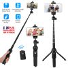 Selfie Stick Tripod Wireless Desktop Phone Tripod Stand Holder Telescopic Selfie Stick with Remote Shutter 45in Extendable Fit for Iphone 13 12 11 XR