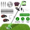 24V 300W Cordless Grass Trimmer Rechargeable Lawn Mower 18000M/Min Weed Cutter with Saw Blade 2 Stainless Steel Blades 10 Plastic Blades 2 Rechargeabl