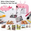 Kids Instant Print Camera 2.4in Digital Zero Ink Selfie Camera 1080P HD Video Recorder Toddler Camera with Dual Lens 3 Roll Print Papers Cute Stickers