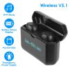 5.1 TWS Wireless Earbuds Headphone in-Ear Earphone Headset w/ Charging Case IPX4 Waterproof Power Bank