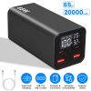 20000mah 65W USB-C PD Laptop Power Bank Fast Charging Power Bank Portable Type-C Charger with USB-C to USB-C Cable Fit For IOS Phone 15 Android Macboo