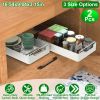 2Pcs Pull Out Cabinet Organizers Sliding Shelf Spice Rack Carbon Steel Roll Out Drawers Fixed with Adhesive Nano Film with Handle 55LBS Max Load