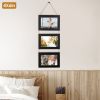 4x6IN Wall Hanging Picture Collage Frame 3-Opening Wall Decor Without Mat Rustic Style Wood Photo Frame Display