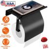 Wall Mounted Toilet Paper Holder with Phone Storage Rack Stainless Steel Toilet Roll Holder Tissue Holder