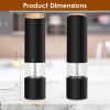 2Pcs Electric Salt and Pepper Grinder Battery Powered Salt Mill Sets With Adjustable Coarseness One Hand Easy Operation Visible Refilling Bottle