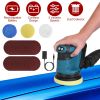 Cordless Electric Orbital Sander with Dust Collector 20V Rechargeable Battery 4.92IN Random Orbit 3 Speeds Up to 11000OPM For Car Detailing Sanding Po