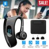 Unilateral Wireless V5.2 Earpiece with Charging Case Rechargeable Wireless in-Ear Headset with Hook for Car Driving Phone Call Office