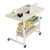 Height Adjustable Laptop Desk 3-Tier Mobile Laptop Table C Side Snack Table With Rolling Wheels for Couch Bed Sofa Living Room Bedroom