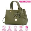 Women’s Soft Leather Handbag Tote Shoulder Crossbody Bag 7 Cells Zipper Purse Handle Bag Phone Cosmetic Bags with 47.64in Straps