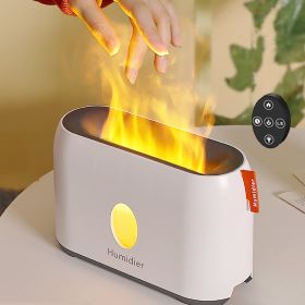 US Warehouse 200ml Humidifier Flame Lights Aroma Diffusers 3D Flame Air Humidifier Ultrasonic Oil Diffuser (Color: White)